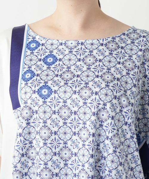 Leilian PLUS HOUSE / レリアンプラスハウス カットソー | 幾何学柄切替Tシャツ【ROCHAS Premiere】 | 詳細7