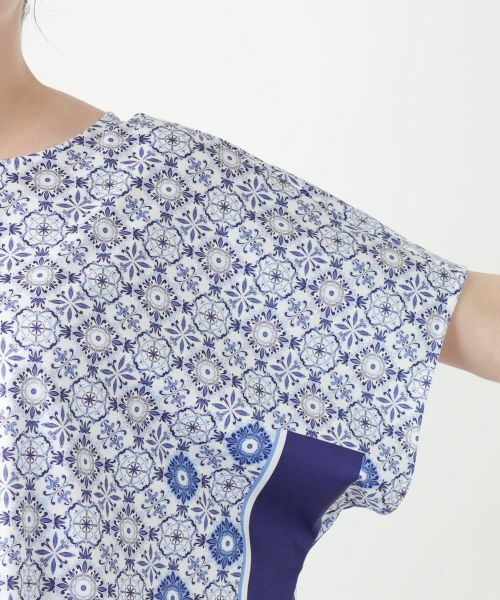 Leilian PLUS HOUSE / レリアンプラスハウス カットソー | 幾何学柄切替Tシャツ【ROCHAS Premiere】 | 詳細9