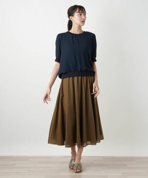 Leilian PLUS HOUSE / レリアンプラスハウス カットソー | リブ切替シアープルオーバー【BOURGE】 | 詳細1