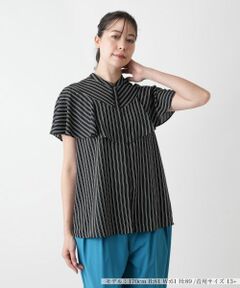 Leilian PLUS HOUSE / レリアンプラスハウス シャツ・ブラウス | ストライプ切替ブラウス【BOURGE】