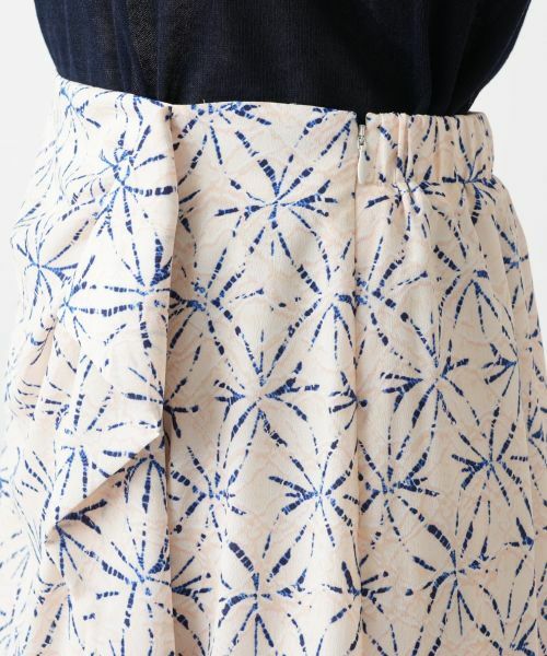 Leilian PLUS HOUSE / レリアンプラスハウス ミニ・ひざ丈スカート | 幾何学柄切替ラップ風スカート【BOURGE】 | 詳細9