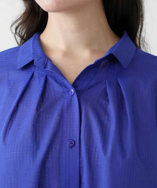 Leilian PLUS HOUSE / レリアンプラスハウス 織柄シャツブラウス【SOMELOS】 織柄シャツブラウス【SOMELOS】 | Leilian plus house