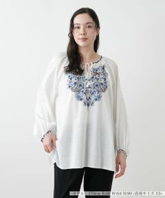Leilian PLUS HOUSE / レリアンプラスハウス シャツ・ブラウス | 刺繍スモックブラウス