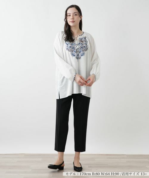 Leilian PLUS HOUSE / レリアンプラスハウス シャツ・ブラウス | 刺繍スモックブラウス | 詳細1