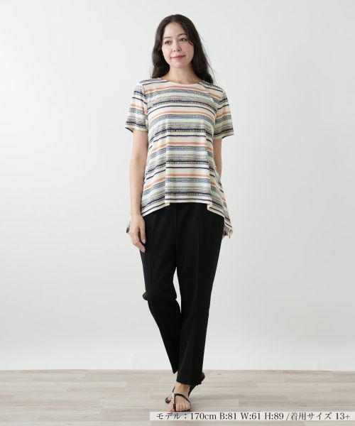 Leilian PLUS HOUSE / レリアンプラスハウス カットソー | マルチボーダーカットソー | 詳細1