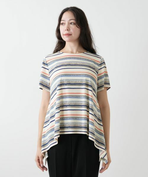 Leilian PLUS HOUSE / レリアンプラスハウス カットソー | マルチボーダーカットソー | 詳細4