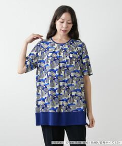 Leilian PLUS HOUSE / レリアンプラスハウス カットソー | プリントタックカットソー