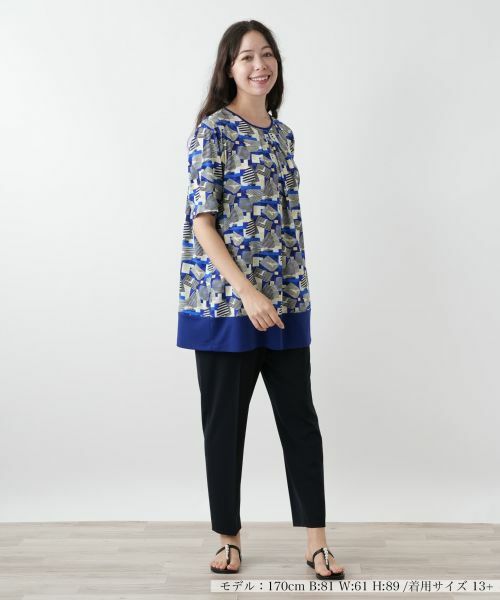 Leilian PLUS HOUSE / レリアンプラスハウス カットソー | プリントタックカットソー | 詳細1