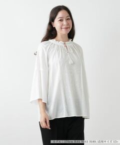 Leilian PLUS HOUSE / レリアンプラスハウス シャツ・ブラウス | 刺繍フレアスリーブブラウス【Leilian WHITE LABEL】