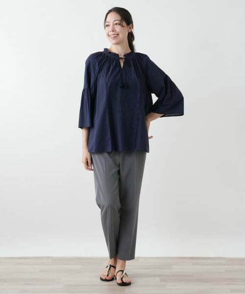 Leilian PLUS HOUSE / レリアンプラスハウス シャツ・ブラウス | 刺繍フレアスリーブブラウス【Leilian WHITE LABEL】 | 詳細1