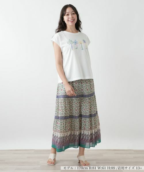 Leilian PLUS HOUSE / レリアンプラスハウス ミニ・ひざ丈スカート | プリントロングスカート【Leilian WHITE LABEL】 | 詳細1