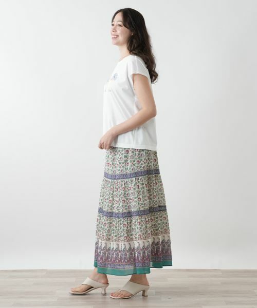 Leilian PLUS HOUSE / レリアンプラスハウス ミニ・ひざ丈スカート | プリントロングスカート【Leilian WHITE LABEL】 | 詳細2