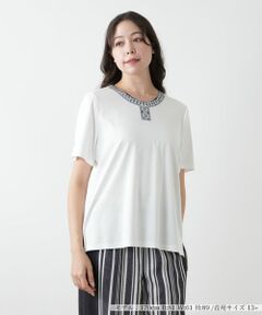 Leilian PLUS HOUSE / レリアンプラスハウス Tシャツ | 刺繍カットソー【Leilian WHITE LABEL】