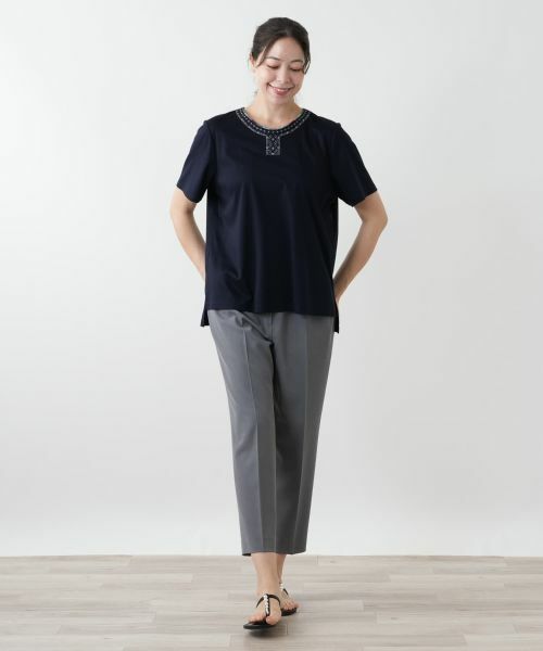 Leilian PLUS HOUSE / レリアンプラスハウス Tシャツ | 刺繍カットソー【Leilian WHITE LABEL】 | 詳細1