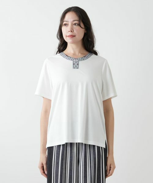 Leilian PLUS HOUSE / レリアンプラスハウス Tシャツ | 刺繍カットソー【Leilian WHITE LABEL】 | 詳細7