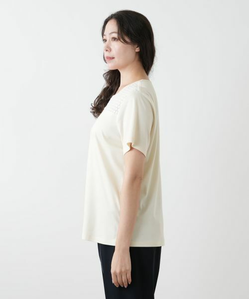 セール】 レース切替カットソー【Leilian WHITE LABEL