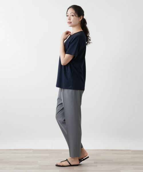 セール】 レース切替カットソー【Leilian WHITE LABEL