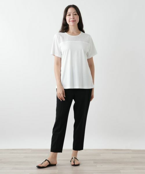 セール】 レース切替カットソー【Leilian WHITE LABEL