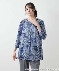 Leilian PLUS HOUSE / レリアンプラスハウス カットソー | プリントタックカットソー【Leilian WHITE LABEL】