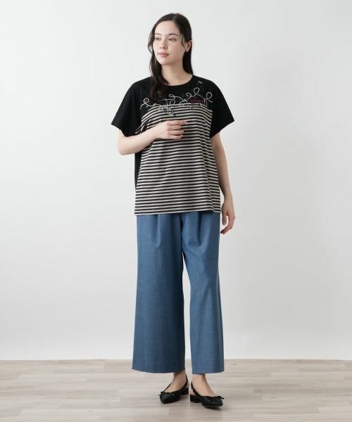 Leilian PLUS HOUSE / レリアンプラスハウス カットソー | ボーダー切替Tシャツ【Leilian WHITE LABEL】 | 詳細1