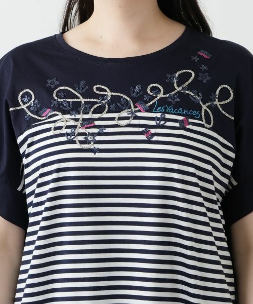 Leilian PLUS HOUSE / レリアンプラスハウス カットソー | ボーダー切替Tシャツ【Leilian WHITE LABEL】 | 詳細11