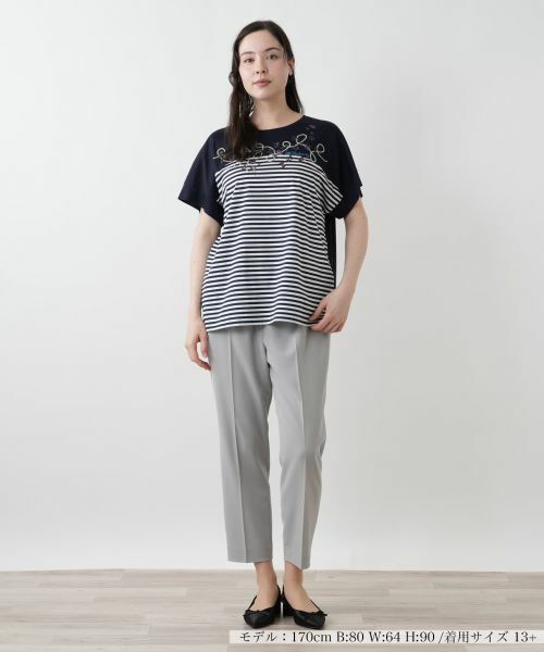 Leilian PLUS HOUSE / レリアンプラスハウス カットソー | ボーダー切替Tシャツ【Leilian WHITE LABEL】 | 詳細5