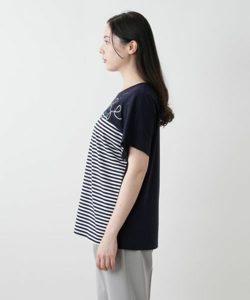 Leilian PLUS HOUSE / レリアンプラスハウス カットソー | ボーダー切替Tシャツ【Leilian WHITE LABEL】 | 詳細9