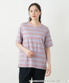 Leilian PLUS HOUSE / レリアンプラスハウス Tシャツ | 幾何学ボーダーカットソー【Leilian WHITE LABEL】