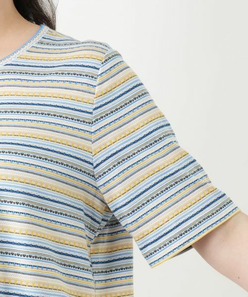 Leilian PLUS HOUSE / レリアンプラスハウス Tシャツ | 幾何学ボーダーカットソー【Leilian WHITE LABEL】 | 詳細12