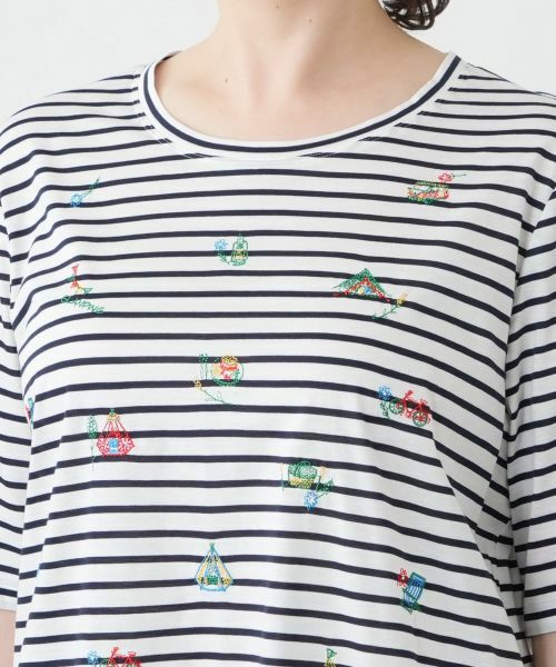 Leilian PLUS HOUSE / レリアンプラスハウス Tシャツ | 刺繍ボーダーカットソー【Leilian WHITE LABEL】 | 詳細15