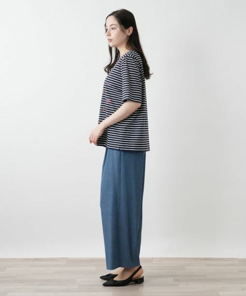 Leilian PLUS HOUSE / レリアンプラスハウス Tシャツ | 刺繍ボーダーカットソー【Leilian WHITE LABEL】 | 詳細2