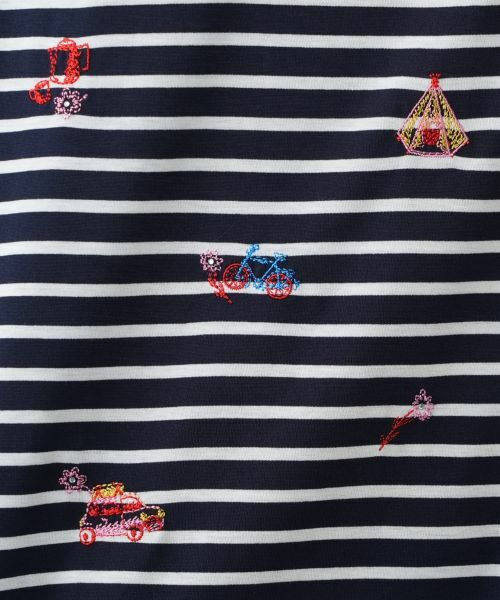 Leilian PLUS HOUSE / レリアンプラスハウス Tシャツ | 刺繍ボーダーカットソー【Leilian WHITE LABEL】 | 詳細4