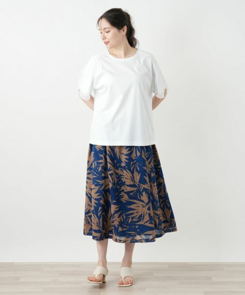 Leilian PLUS HOUSE / レリアンプラスハウス Tシャツ | 異素材切替カットソー【Leilian WHITE LABEL】 | 詳細1