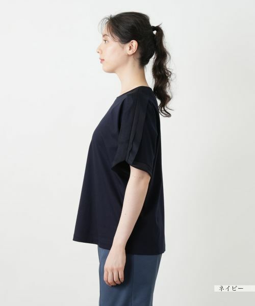 Leilian PLUS HOUSE / レリアンプラスハウス Tシャツ | 異素材切替カットソー【Leilian WHITE LABEL】 | 詳細14