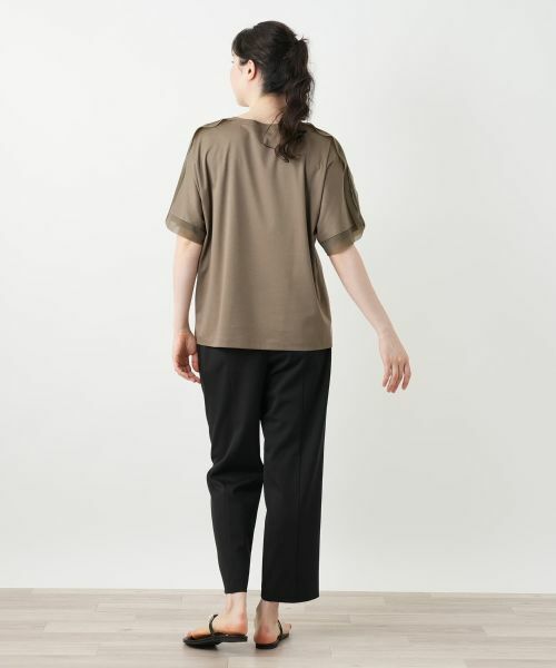 Leilian PLUS HOUSE / レリアンプラスハウス Tシャツ | 異素材切替カットソー【Leilian WHITE LABEL】 | 詳細6