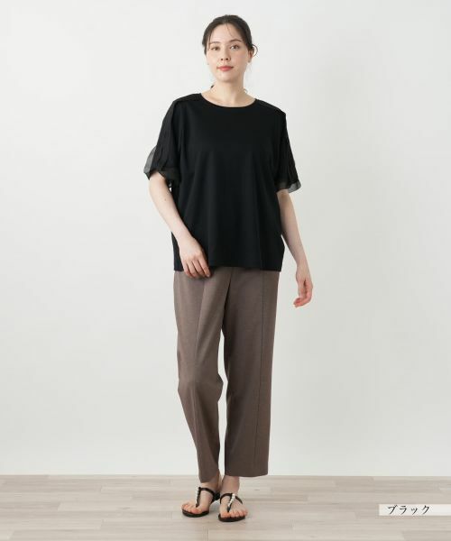 Leilian PLUS HOUSE / レリアンプラスハウス Tシャツ | 異素材切替カットソー【Leilian WHITE LABEL】 | 詳細7