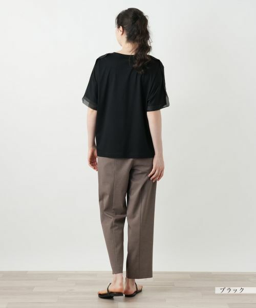 Leilian PLUS HOUSE / レリアンプラスハウス Tシャツ | 異素材切替カットソー【Leilian WHITE LABEL】 | 詳細9