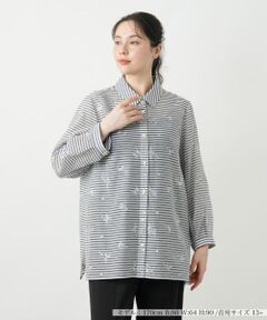 Leilian PLUS HOUSE / レリアンプラスハウス シャツ・ブラウス | 刺繍ボーダーブラウス【Leilian WHITE LABEL】