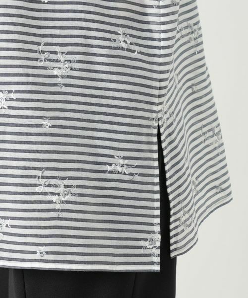 Leilian PLUS HOUSE / レリアンプラスハウス シャツ・ブラウス | 刺繍ボーダーブラウス【Leilian WHITE LABEL】 | 詳細10