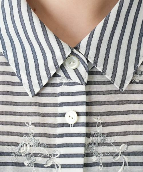 Leilian PLUS HOUSE / レリアンプラスハウス シャツ・ブラウス | 刺繍ボーダーブラウス【Leilian WHITE LABEL】 | 詳細11