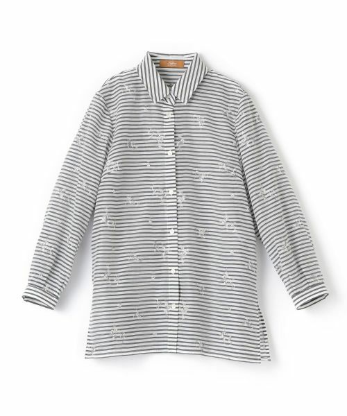 Leilian PLUS HOUSE / レリアンプラスハウス シャツ・ブラウス | 刺繍ボーダーブラウス【Leilian WHITE LABEL】 | 詳細14
