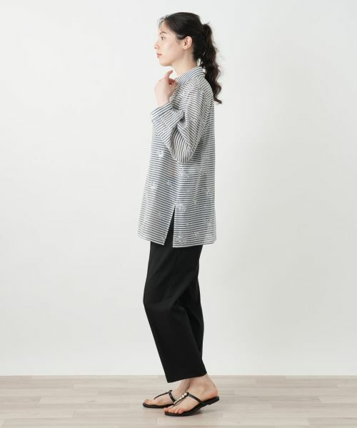 Leilian PLUS HOUSE / レリアンプラスハウス シャツ・ブラウス | 刺繍ボーダーブラウス【Leilian WHITE LABEL】 | 詳細2