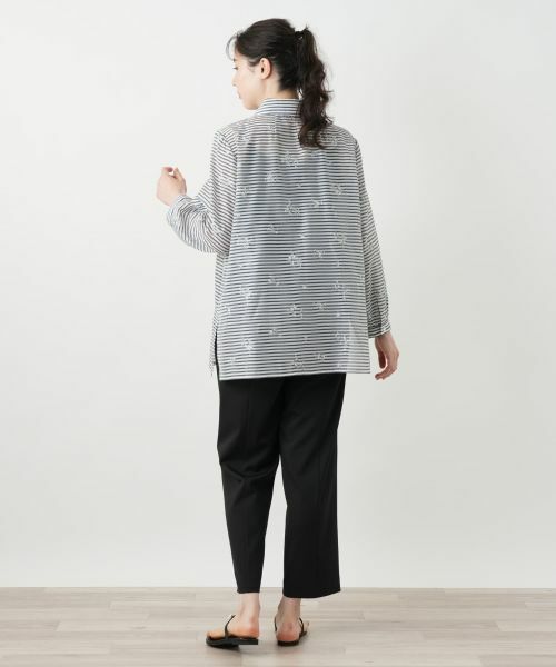 Leilian PLUS HOUSE / レリアンプラスハウス シャツ・ブラウス | 刺繍ボーダーブラウス【Leilian WHITE LABEL】 | 詳細3