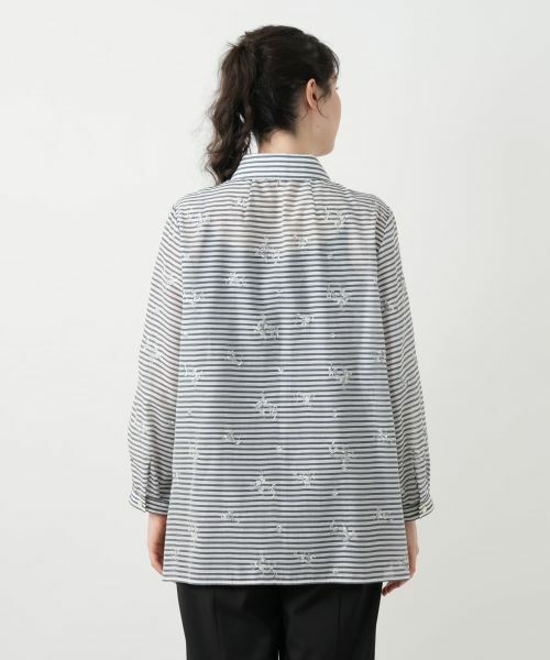Leilian PLUS HOUSE / レリアンプラスハウス シャツ・ブラウス | 刺繍ボーダーブラウス【Leilian WHITE LABEL】 | 詳細6