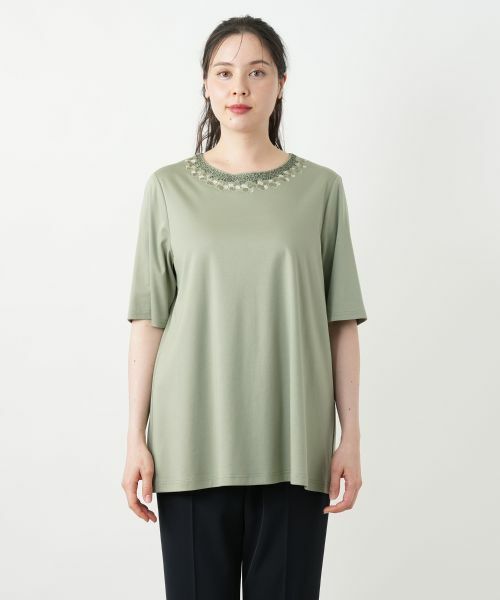 Leilian PLUS HOUSE / レリアンプラスハウス カットソー | 刺繍クルーネックカットソー【Leilian WHITE LABEL】 | 詳細4