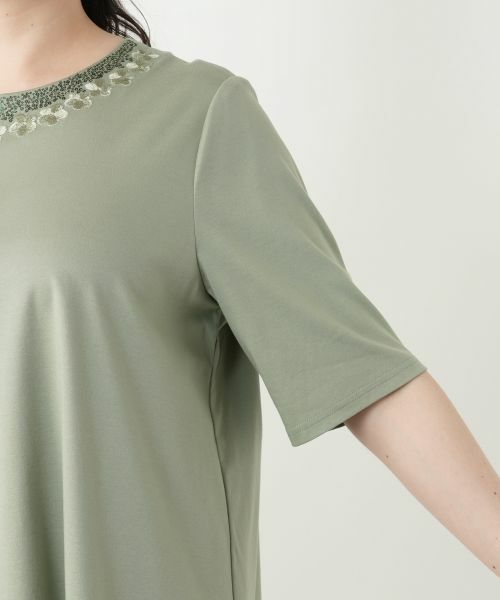 Leilian PLUS HOUSE / レリアンプラスハウス カットソー | 刺繍クルーネックカットソー【Leilian WHITE LABEL】 | 詳細7