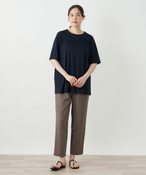 Leilian PLUS HOUSE / レリアンプラスハウス カットソー | 刺繍クルーネックカットソー【Leilian WHITE LABEL】 | 詳細9