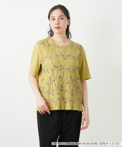 Leilian PLUS HOUSE / レリアンプラスハウス カットソー | 刺繍クルーネックカットソー【Leilian WHITE LABEL】