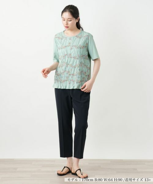 Leilian PLUS HOUSE / レリアンプラスハウス カットソー | 刺繍クルーネックカットソー【Leilian WHITE LABEL】 | 詳細4