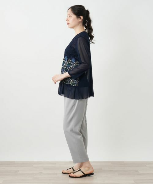 Leilian PLUS HOUSE / レリアンプラスハウス カットソー | 刺繍シアーカットソー【Leilian WHITE LABEL】 | 詳細2